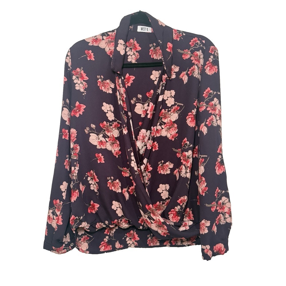 WEST K Stitch Fix Floral‎ Surplice High Low Blouse Size XL Work Casual Going Out